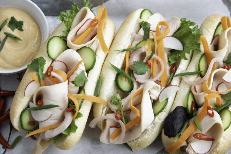 Close up of Bahn Mi sandwiches